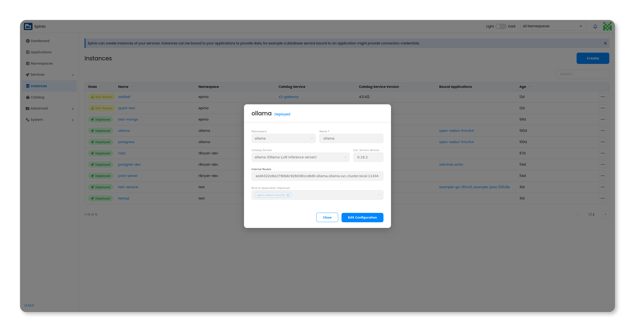 Epinio Service Binding
