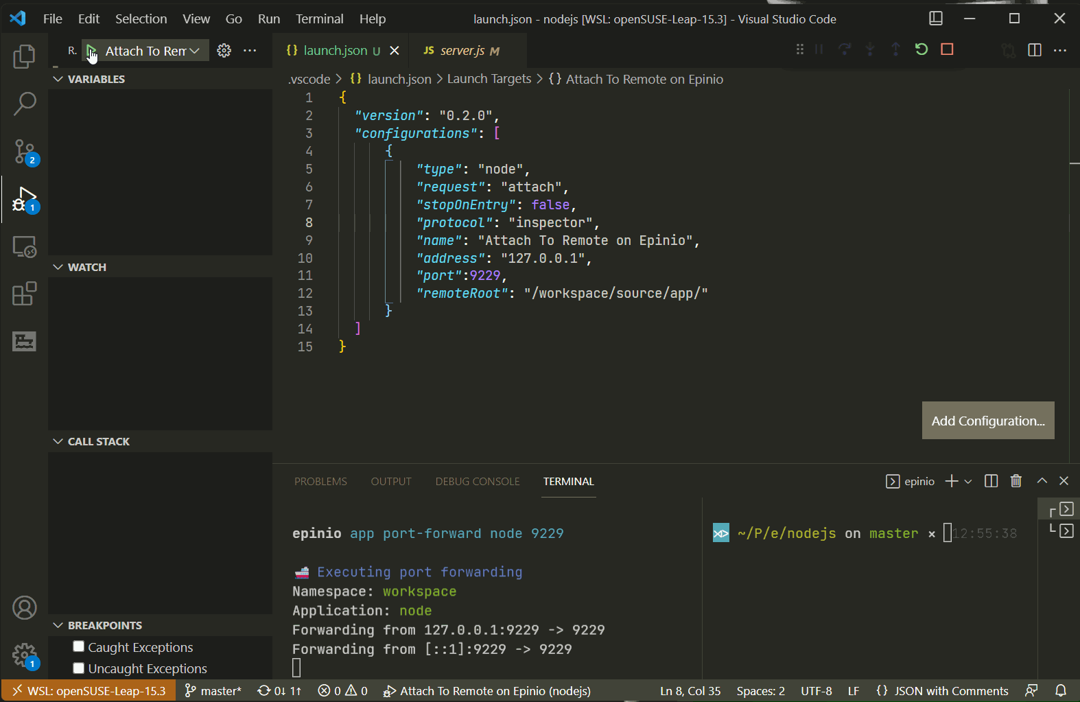 VS Code remote debugging